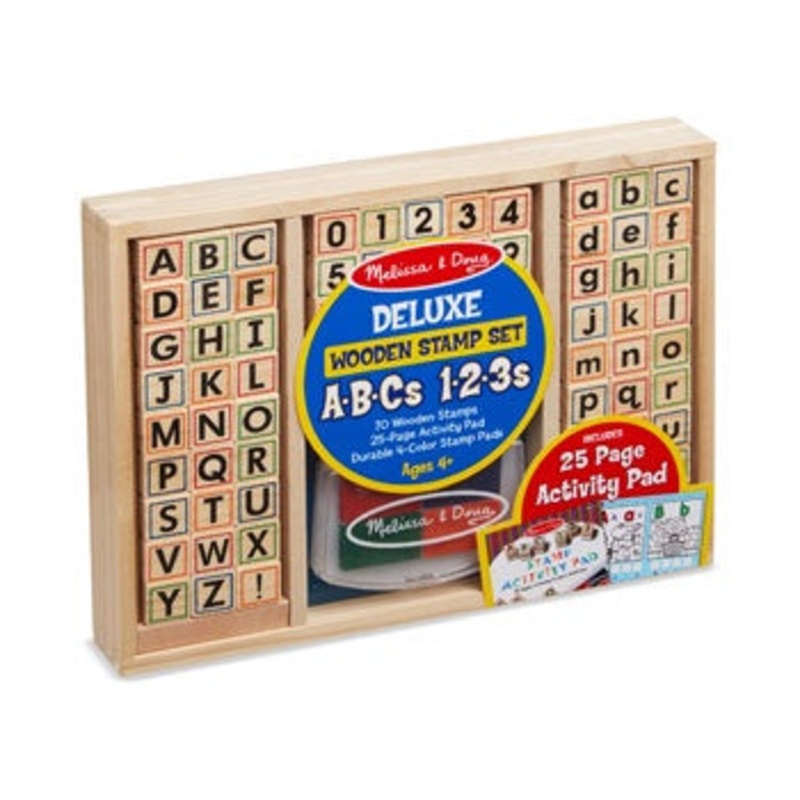 Deluxe Wooden ABC-123 Stamp Set