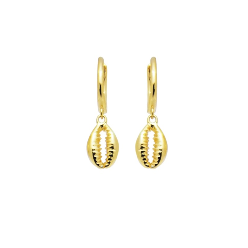 18k Gold Vermeil Cowrie Shell Huggies