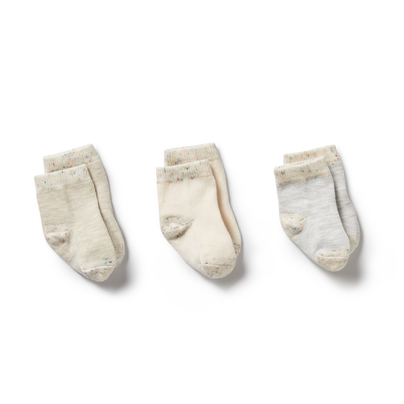 Organic 3 Pack Baby Socks - Cream / Oatmeal / Grey Cloud