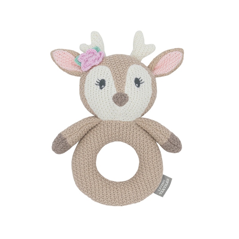 Knitted Ring Rattle Ava the Fawn