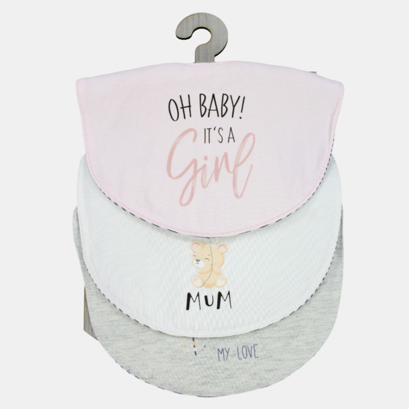 Baby Girls' Cotton Bibs  Pack of 3  Oh Baby, Its a Girl