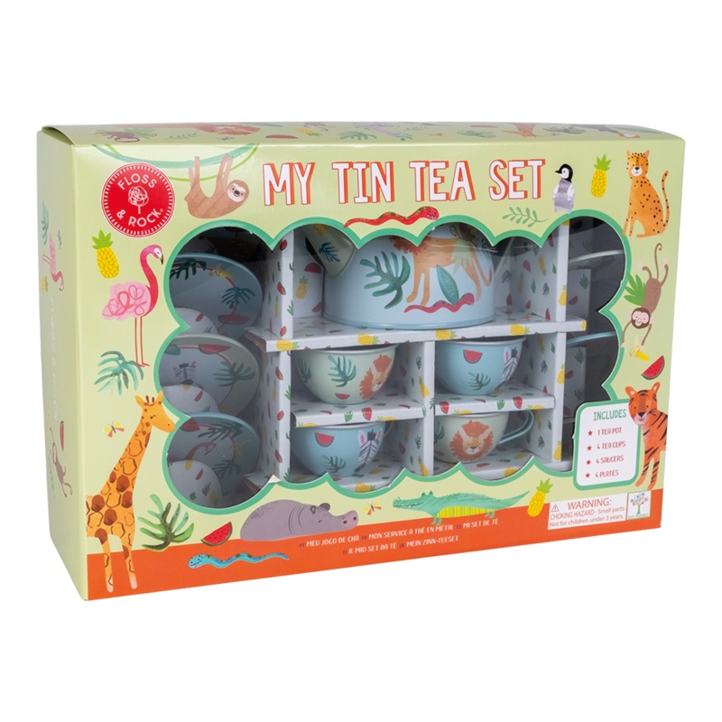 14pc Tin Tea Set - Jungle