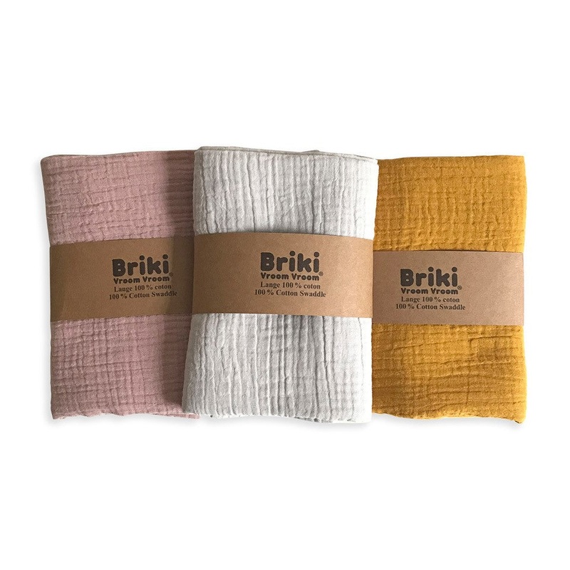 Double Gauze Muslin Swaddle OEKO-TEX Cotton by Briki Vroom Vroom