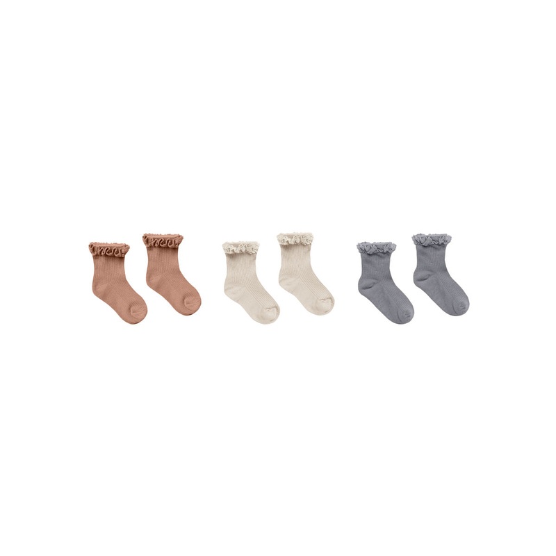 Lace Trim Socks || Spice / Natural / Dusty Blue