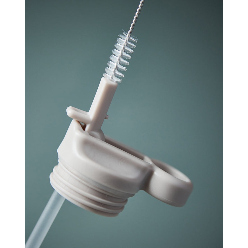 Straw Lid for 400ml Water Bottle w. Brush | Oyster Grey