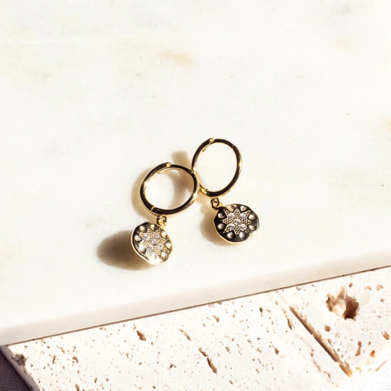 18k Gold Vermeil North Star Huggie Hoop Earrings