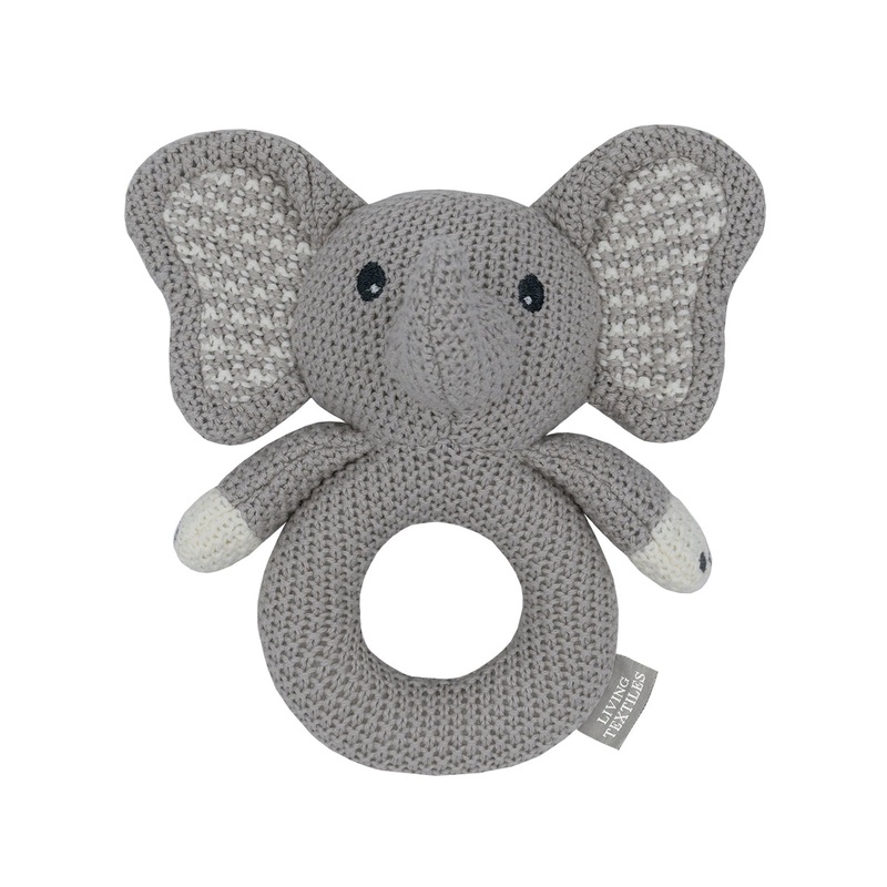 Knitted Ring Rattle Mason the Elephant