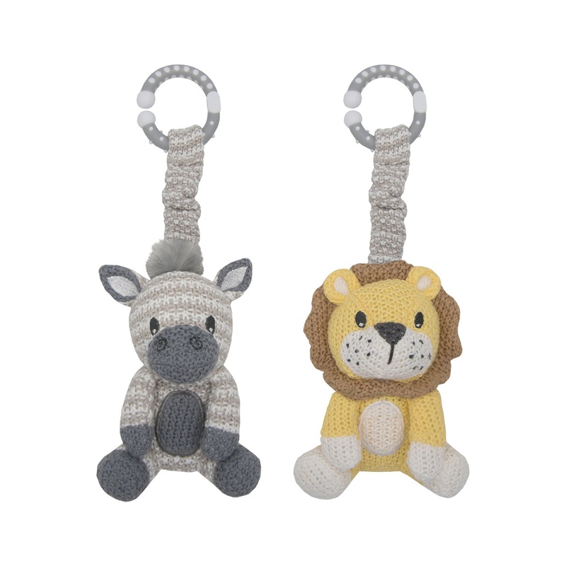 2 Pack Stroller Toys Zebra and Lion