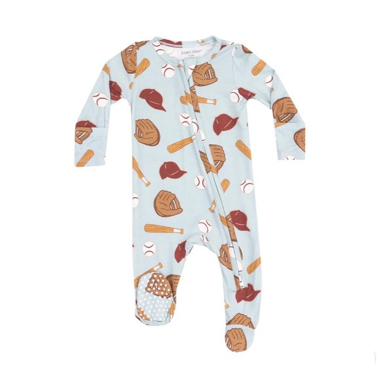 2 WAY ZIPPER FOOTIE - BASEBALL