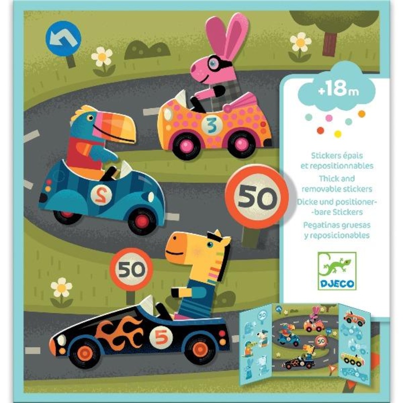 Djeco Repositionable Stickers for Toddlers - Cars
