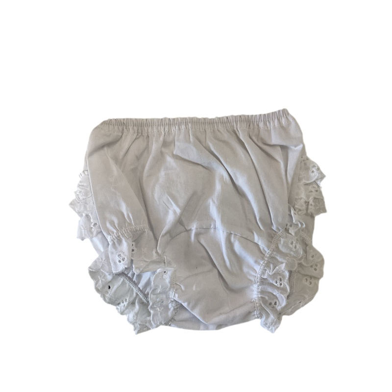 White Eyelet Ruffled Butt Bloomers With Bow