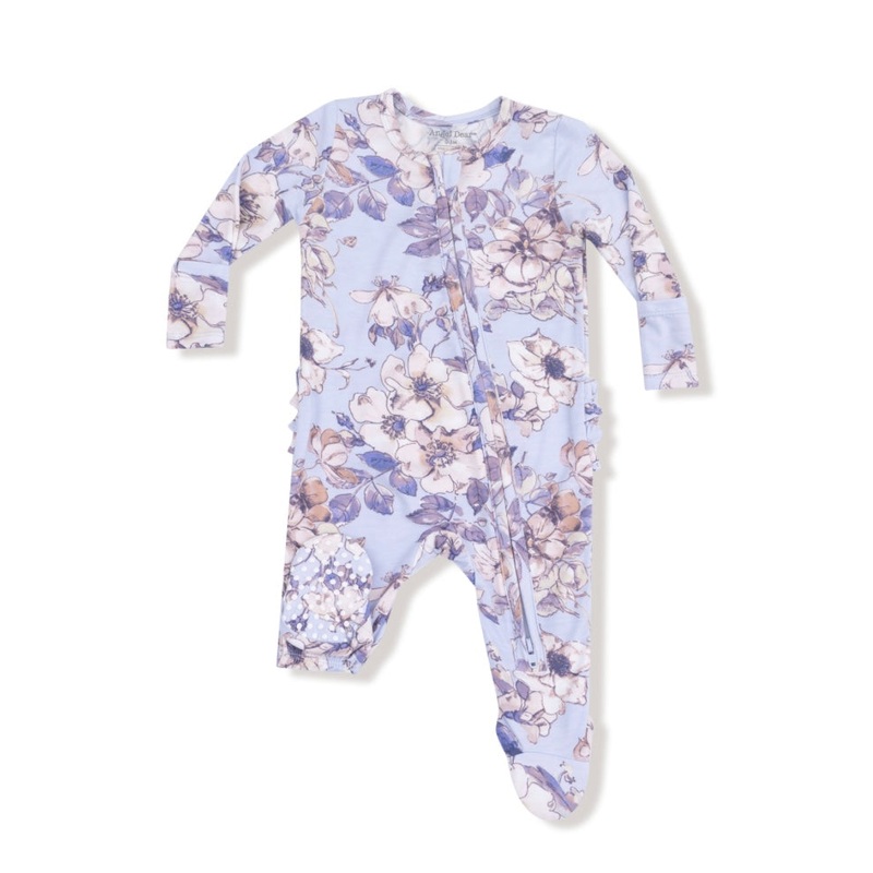 Woodrose-Peri-2-Way Ruffle Back Zipper Footie