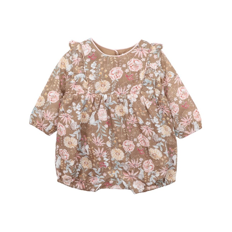 Bebe - Olive Brown Print Romper