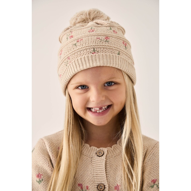 Delilah Knitted Hat - Delilah Jacquard Oatmeal Marle