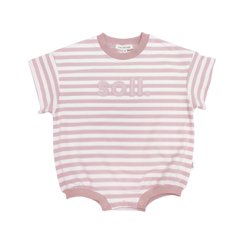 SOLL STRETCH COTTON STRIPE ROMPER - DUSTY PINK