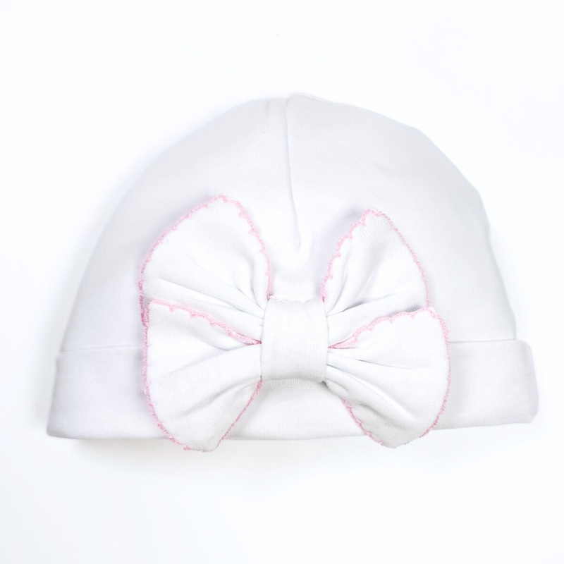 Essentials Solid Bow Hat - White Pink