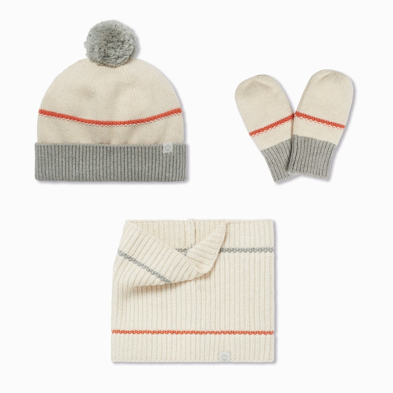Knitted Beanie Hat, Snood & Mittens Set