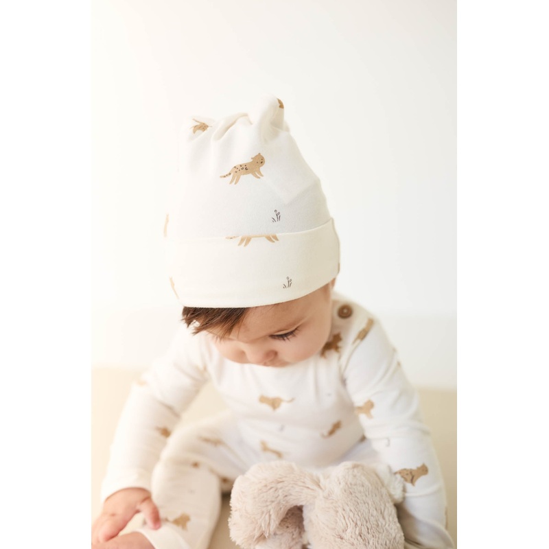 Organic Cotton Knot Beanie - Lenny Leopard Cloud