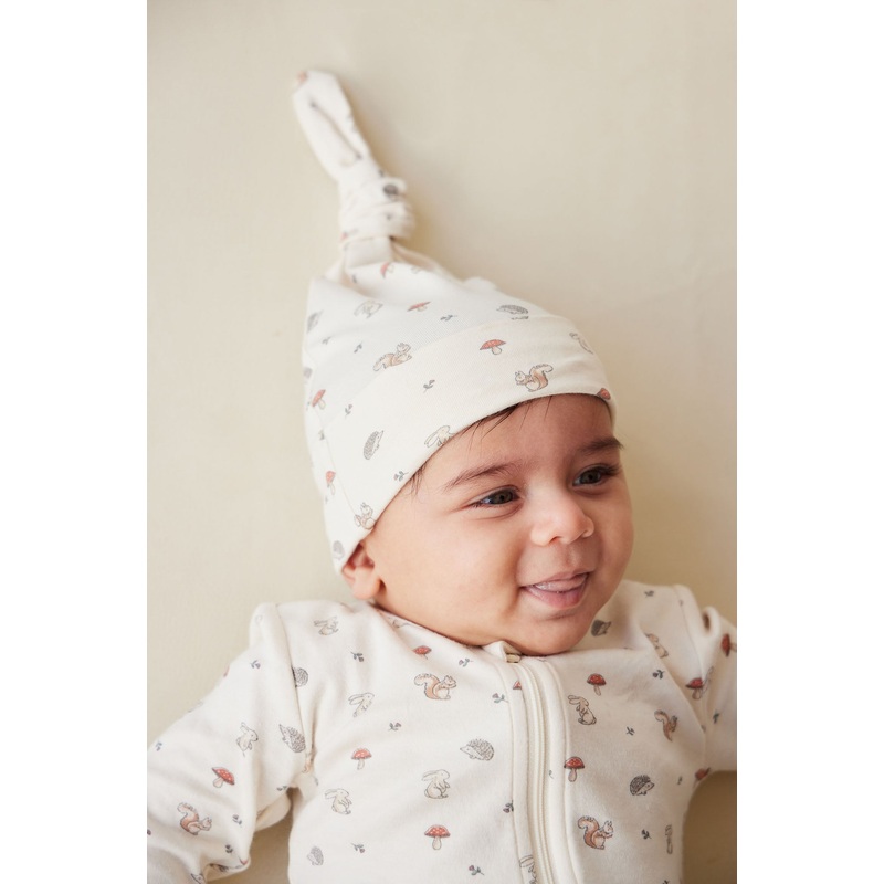 Organic Cotton Knot Beanie - Woodland Friends