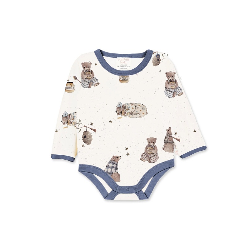 Long Sleeve Bodysuit - Honey Bears - Confetti Kidz