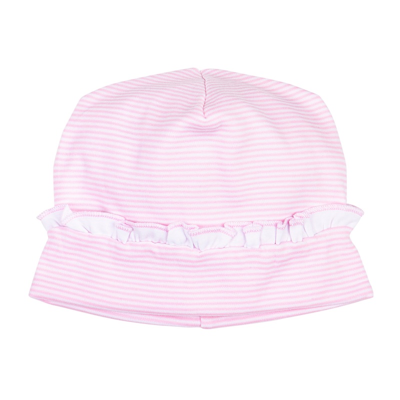 Mini Stripes Ruffle Hat - Pink