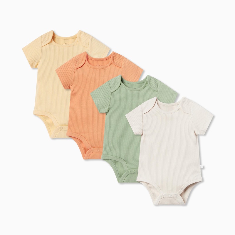 Ribbed Short Sleeve Bodysuit 4 Pack