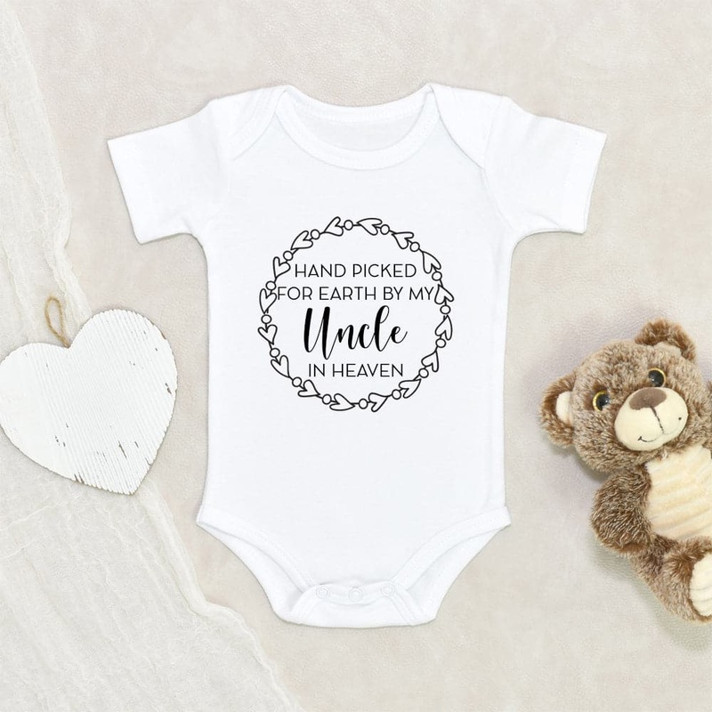 Uncle In Heaven Onesie - Baby Shower Gift - Handpicked For Earth Baby Onesie - In Memory Of Uncle Onesie - Pregnancy Announcement Baby Onesie