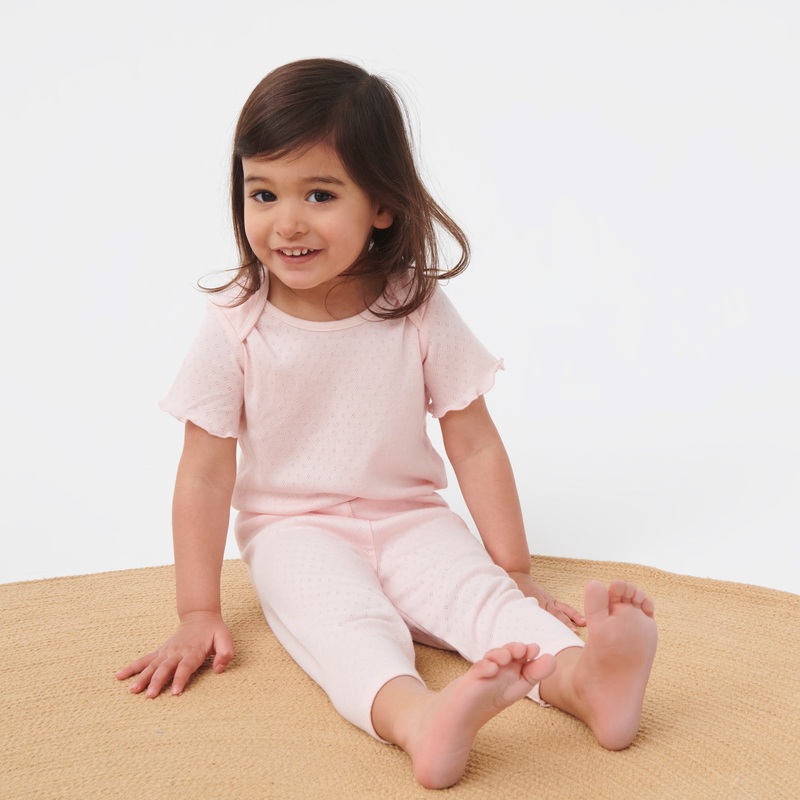 Pointelle Short Sleeve Bodysuit & Leggings Outfit