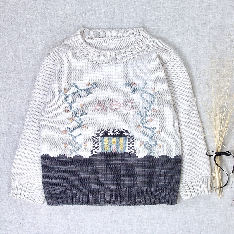 Cross Stitch Pullover in Cream by Iver & Isla