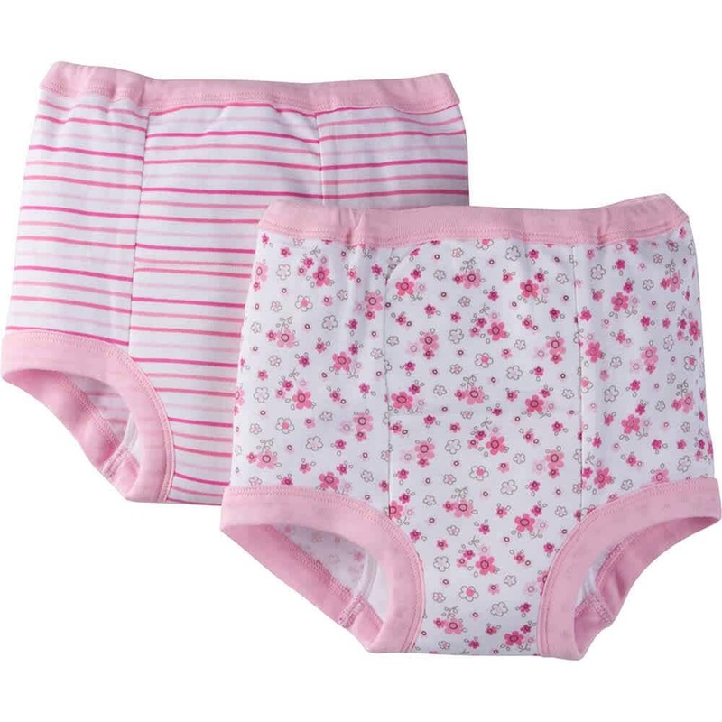 Gerber 2-Pack Baby Girls Flowers and Stripes Training Pants