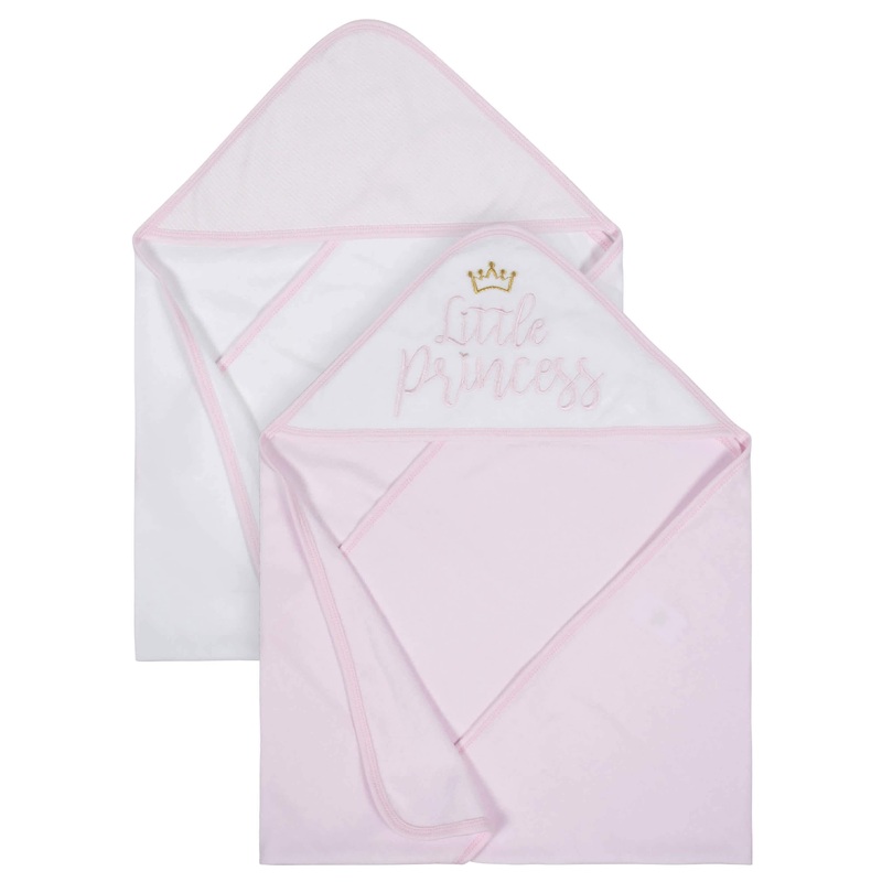 Gerber Organic 2-Pack Baby Girls Princess Hooded Towels