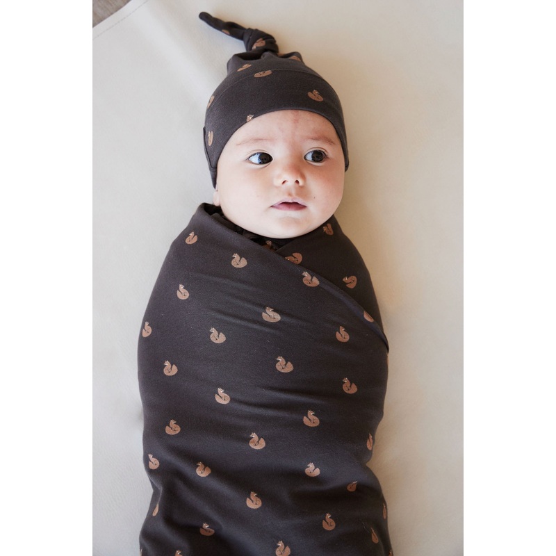 Organic Cotton Wrap Blanket - Fox Cubs Wolf