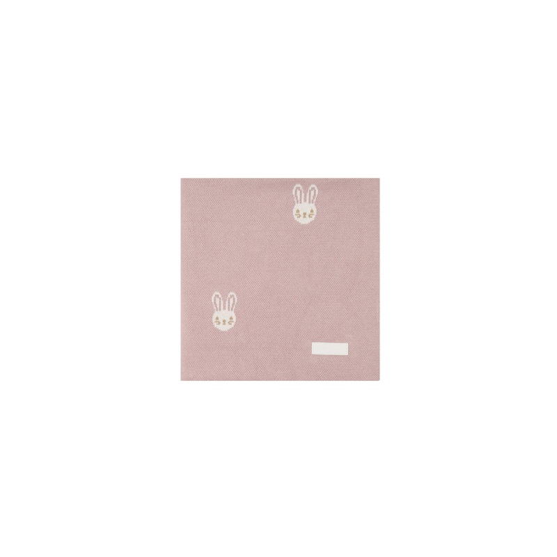 Bunny Knitted Blanket - Powder Pink