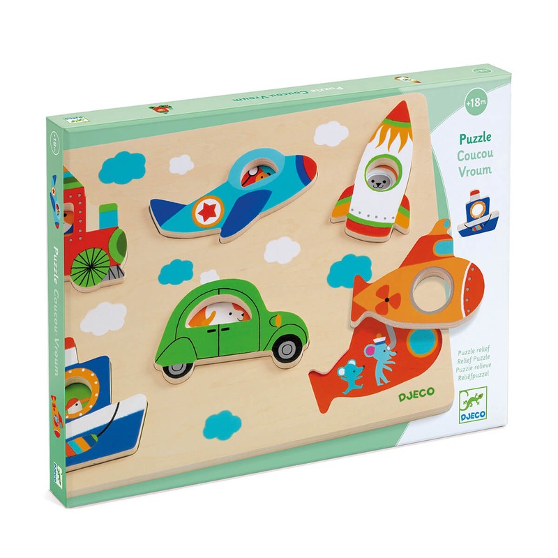 Coucou Vroom Wooden Puzzle by Djeco