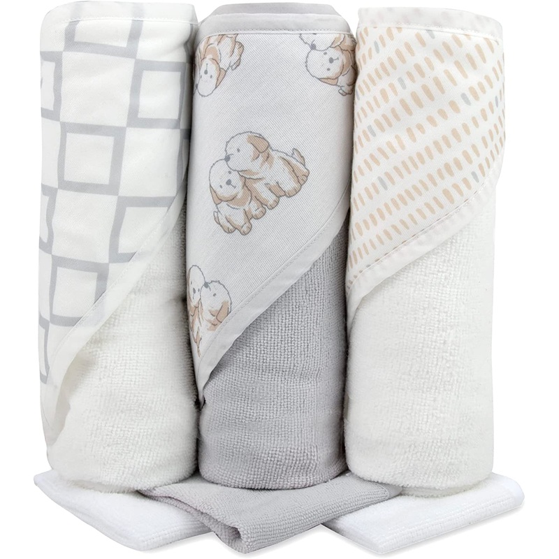 Baby Essentials 6-Pieces Hooded Towel and Washcloths QCPW65576359503