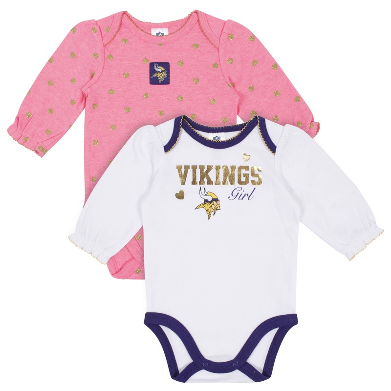 Baby Girls Minnesota Vikings Long Sleeve Bodysuit, 2-pack