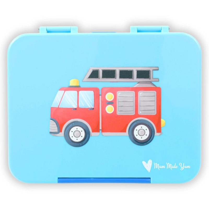 Bento Lunchbox (Large) - Light Blue Fire Truck - Mum Made Yum