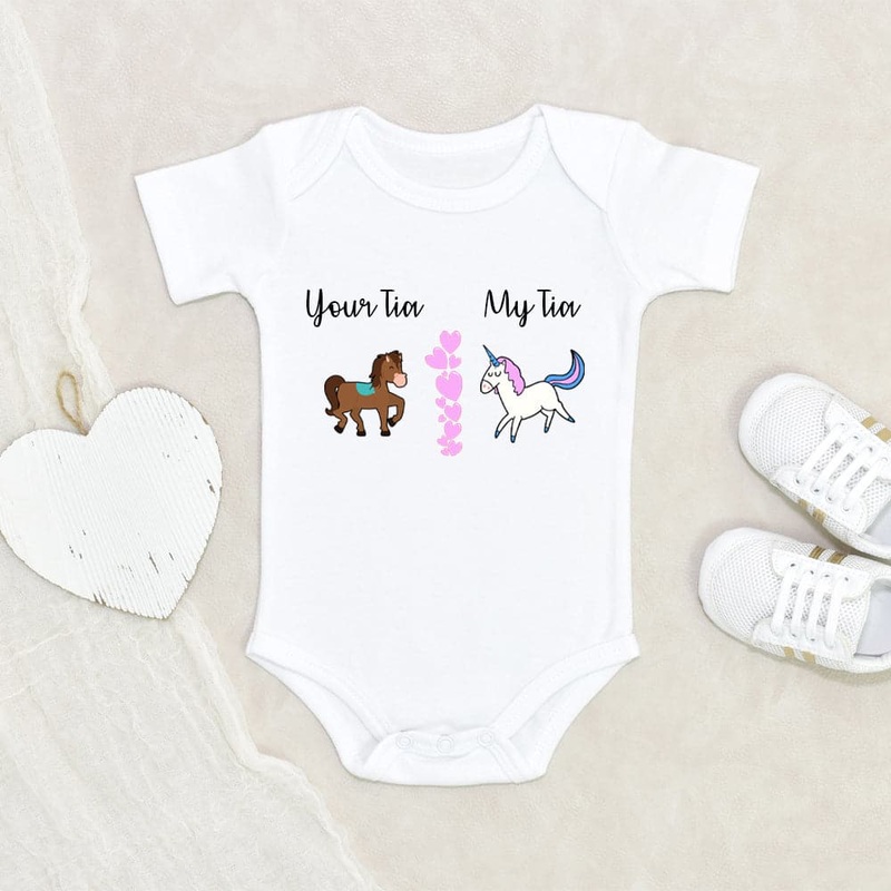 Unicorn Baby Onesie - Horse Baby Onesie - Your Tia My Tia Baby Onesie - Tia Baby Clothes - Funny Baby Onesie