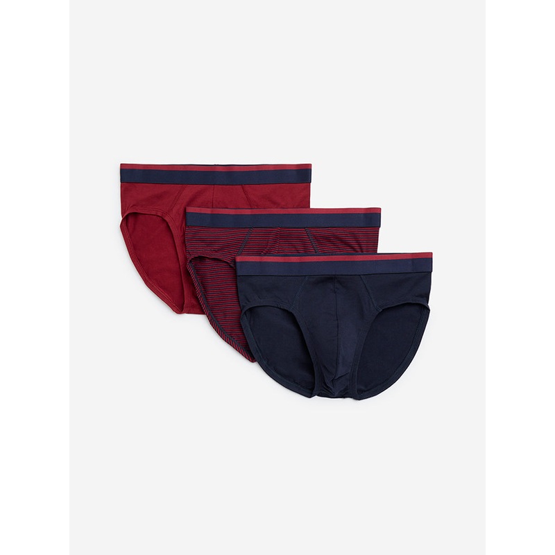 WES Lounge Red Cotton Briefs- Pack of 3