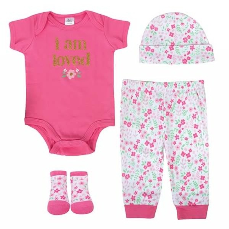 Baby Essential 4Pc Baby Girl Gift Set - I Am Loved