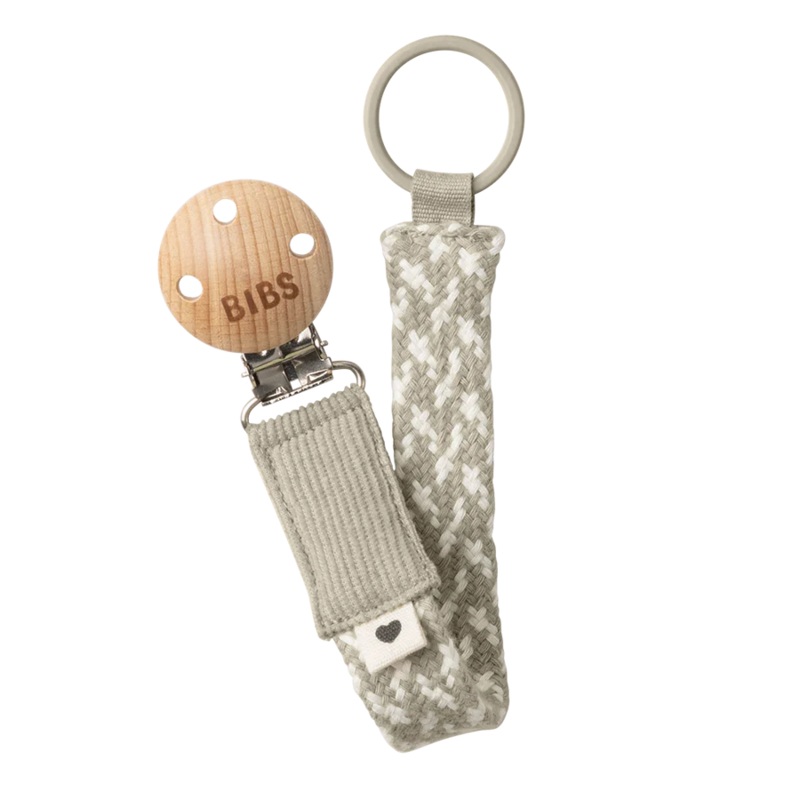 Bibs America Pacifier Clip Braided, Sage-Ivory