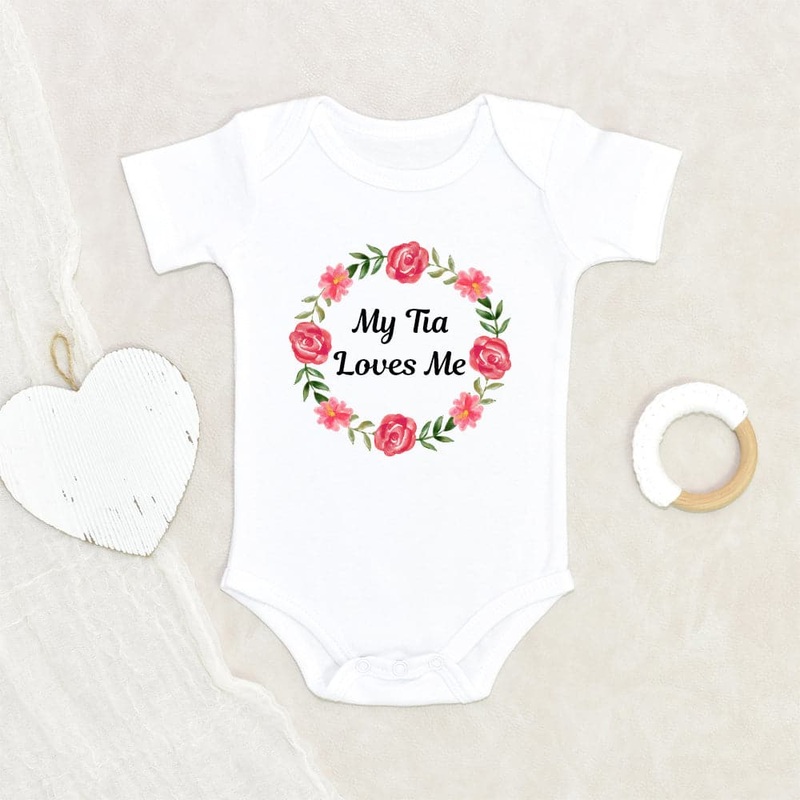 Boho Baby Onesie - Tia Onesie - My Tia Loves Me Baby Onesie - Floral Wreath Baby Onesie - New Tia Baby Onesie