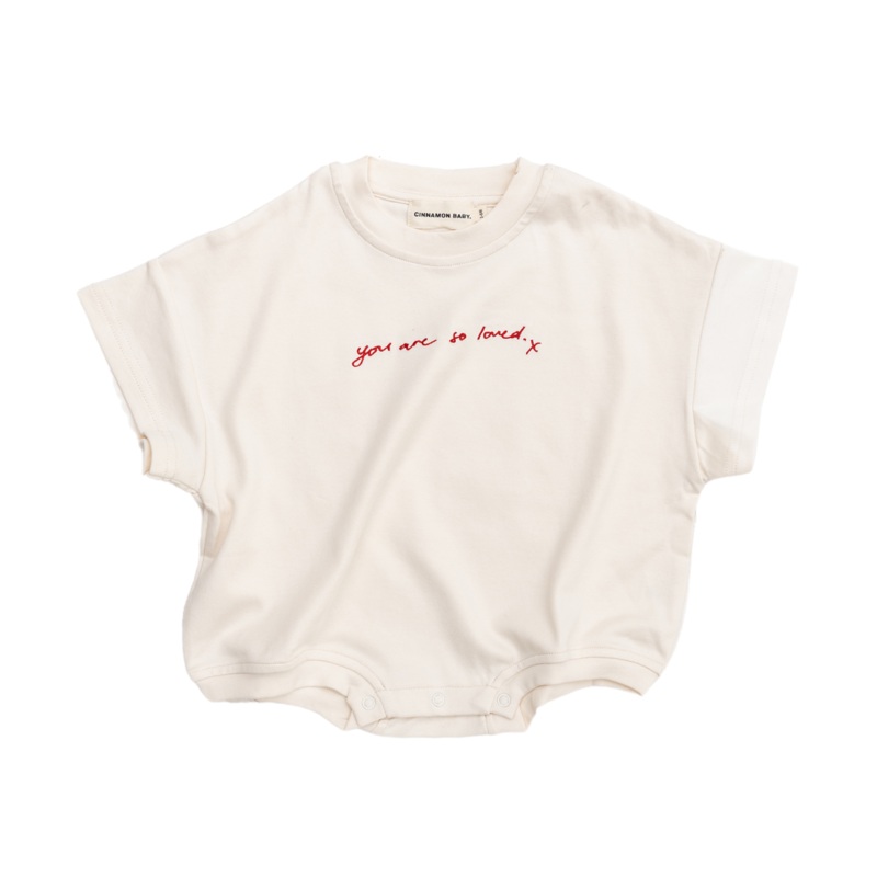 CINNAMON BABY YOU ARE SO LOVED T-SHIRT ROMPER - WHITE