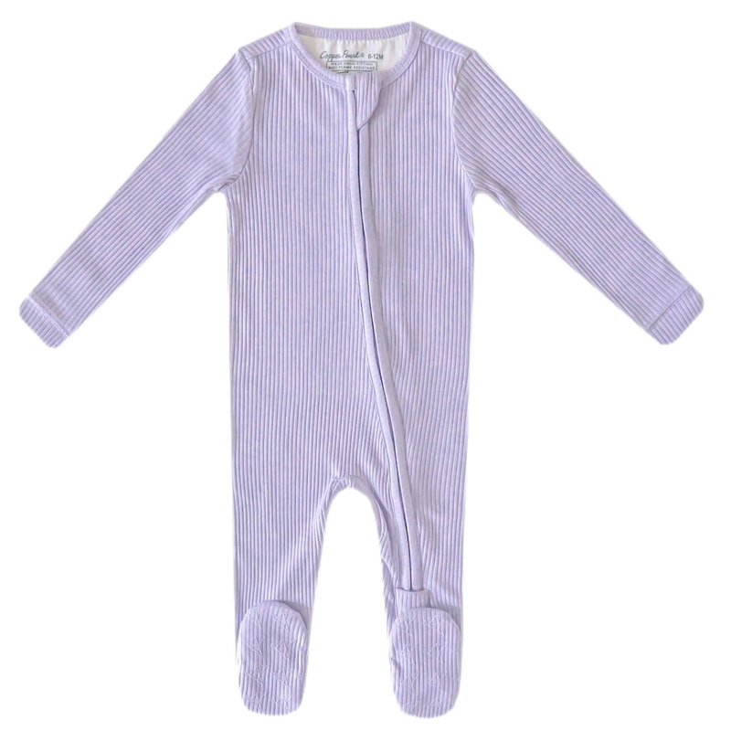 Rib Knit Zip-Up Footie Pajama - Periwinkle