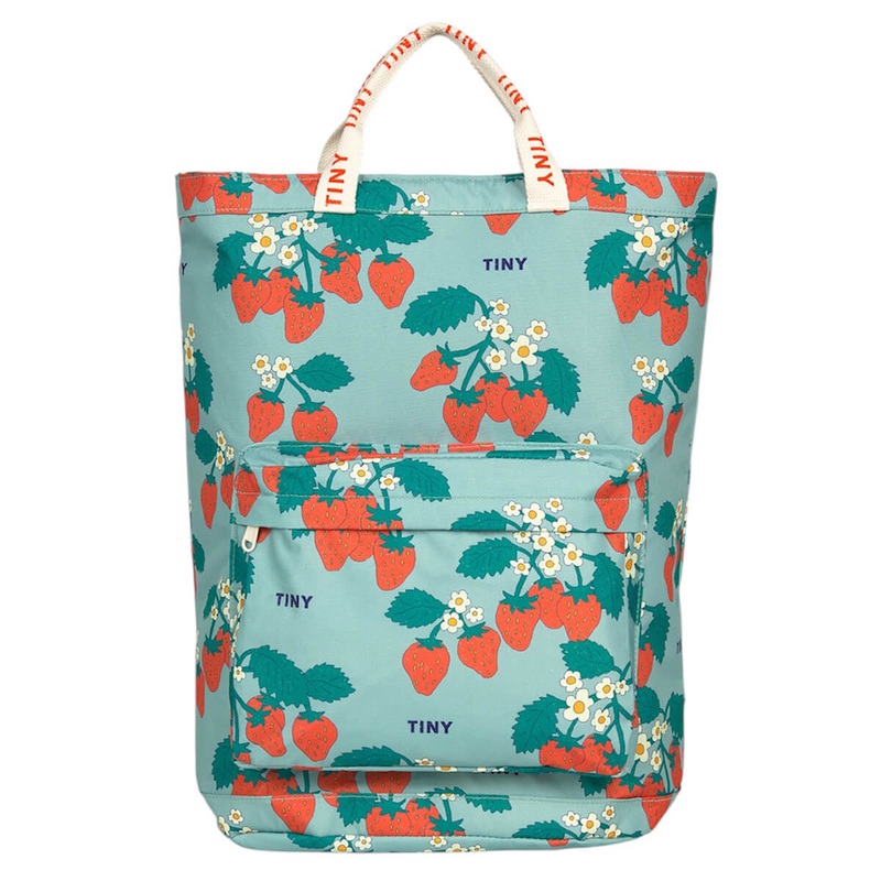 Strawberries Backpack in Warm Grey by Tinycottons