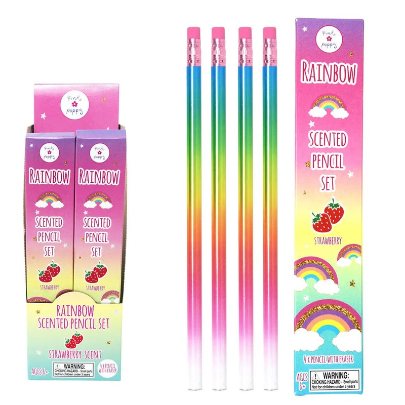 Rainbow Scented Pencils 4 Pack - Pink Poppy DISCOUNTED