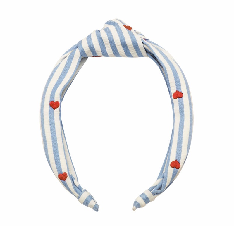 Stripy Embroidered Heart Knotted Headband by Rockahula