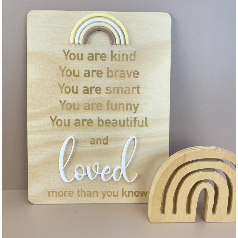 You are loved - Rainbow - Decor Affirmation Sign - Luma Light