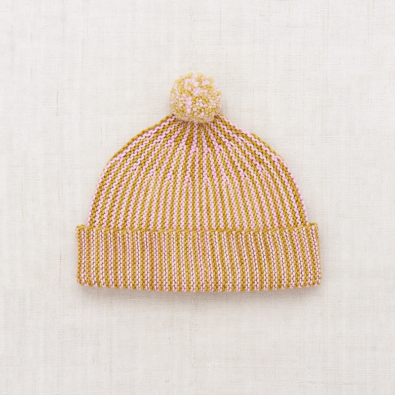 Strata Garter Hat in Citron by Misha & Puff