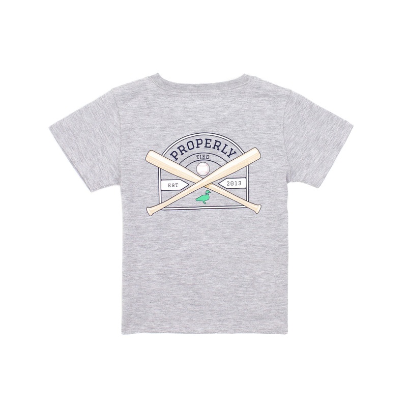 Boys Baseball Shield SS Light Heather Grey
